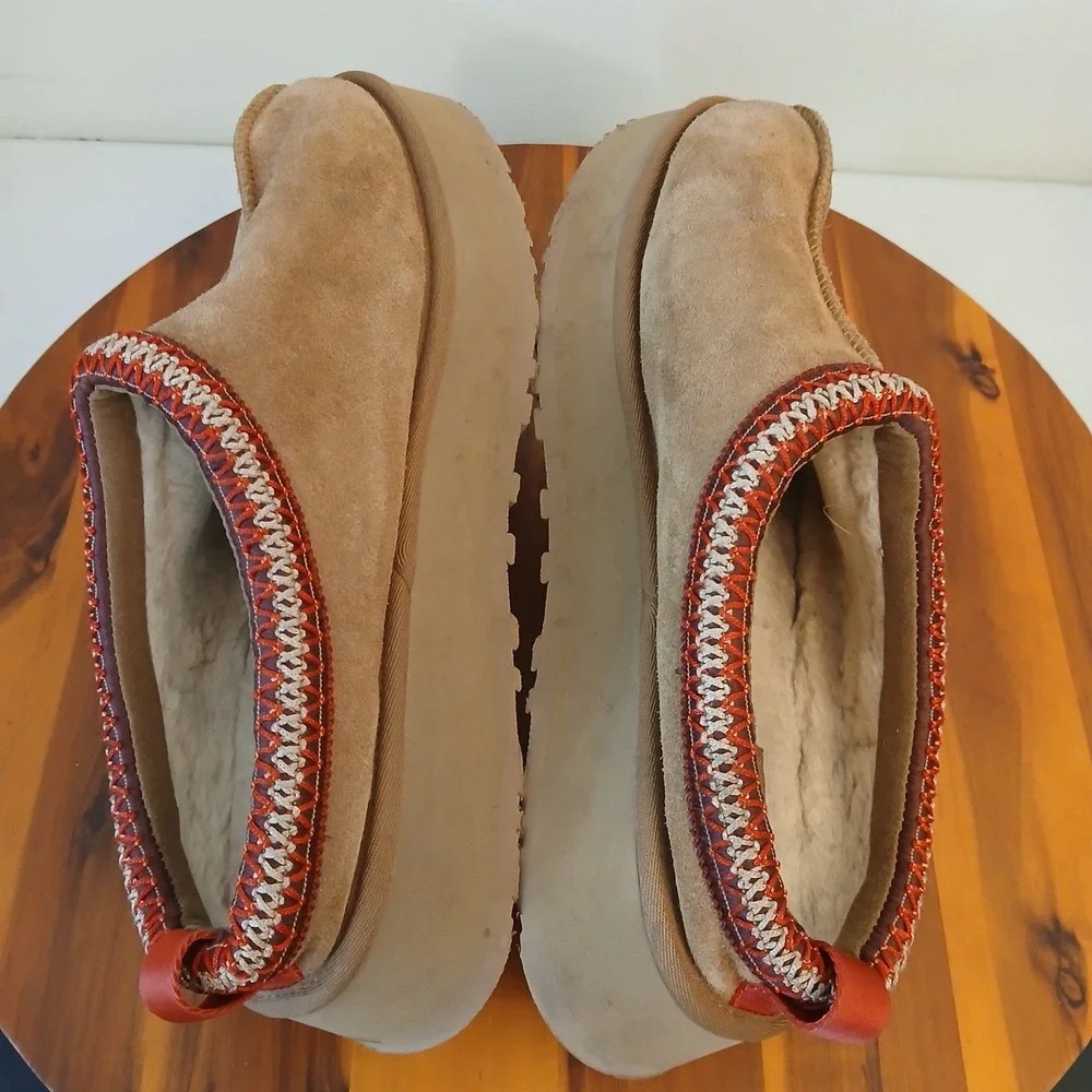 UGG Tasman Slippers Mens 11 Chestnut Tazz Platform Suede Shearling 1122553
